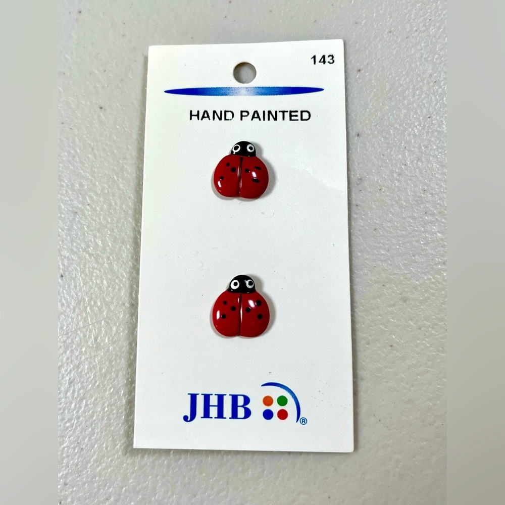 Vintage JHB Hand Painted Lady Bug Buttons